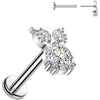 Tytan labret sowa z cyrkoniami push-in