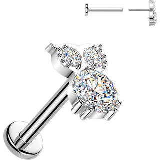 Tytan labret sowa z cyrkoniami push-in