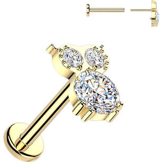 Tytan labret sowa z cyrkoniami push-in