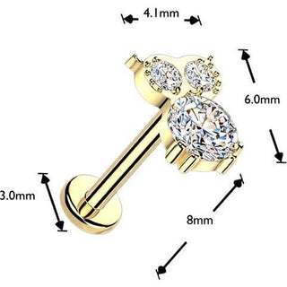Tytan labret sowa z cyrkoniami push-in