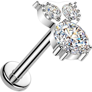 Tytan labret sowa z cyrkoniami push-in