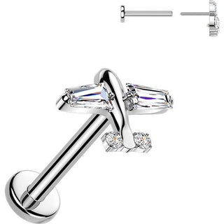 Tytan labret samolot z cyrkoniami push-in