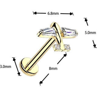 Tytan labret samolot z cyrkoniami push-in