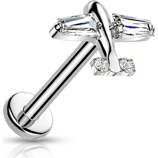 Tytan labret samolot z cyrkoniami push-in