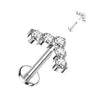 Tytan labret 5 cyrkonii w kształcie litery l push-in
