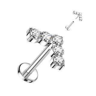 Tytan labret 5 cyrkonii w kształcie litery l push-in