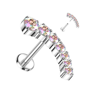Tytan labret cyrkonia zaokrąglony push-in