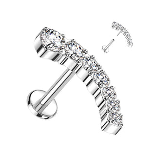 Tytan labret cyrkonia zaokrąglony push-in