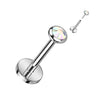 Tytan labret cyrkonia opal push-in
