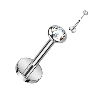 Tytan labret cyrkonia opal push-in