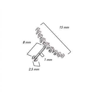 Tytan labret zaokrąglony cyrkonia push-in