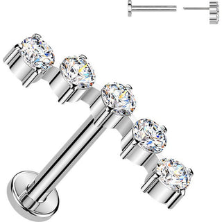 Tytan labret 5 okrągłych cyrkonii push-in