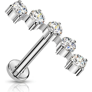 Tytan labret 5 okrągłych cyrkonii push-in
