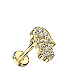 Tytan labret hamsa cyrkonia push-in