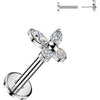 Tytan labret motyl z cyrkoniami push-in