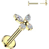 Tytan labret motyl z cyrkoniami push-in