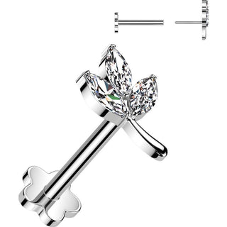 Tytan labret 3 cyrkonie szlif markizowy push-in