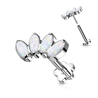 Tytan labret opal podstawa w kształcie kwiatka push-in