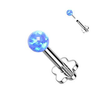 Tytan labret kulka opal podstawa w kształcie kwiatka push-in