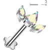 Tytan labret 3 cyrkonie podstawa kwiatek push-in