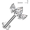 Tytan labret 3 cyrkonie podstawa kwiatek push-in