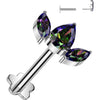 Tytan labret 3 cyrkonie podstawa kwiatek push-in