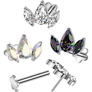 Tytan labret 3 cyrkonie podstawa kwiatek push-in