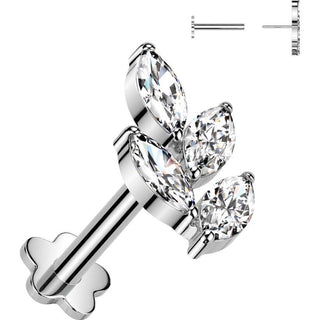 Tytan labret listek podstawa kwiatek push-in