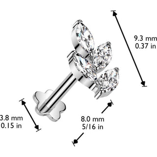 Tytan labret listek podstawa kwiatek push-in