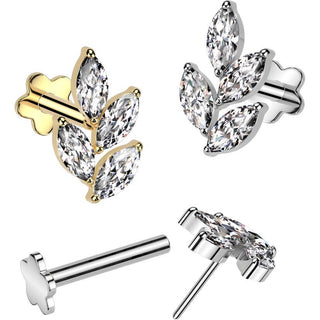 Tytan labret listek podstawa kwiatek push-in