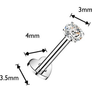 Tytan labret cyrkonia w oprawie pazurkowej push-in