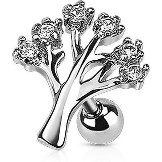 Sztanga srebrna cyrkonia w kształcie drzewa