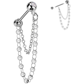 Sztanga dwa łańcuszki perły