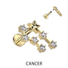 Labret znak zodiaku cyrkonia pozłacany gwint wewnętrzny