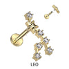 Labret znak zodiaku cyrkonia pozłacany gwint wewnętrzny