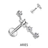 Labret znak zodiaku cyrkonia srebrny gwint wewnętrzny