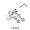 Labret znak zodiaku cyrkonia srebrny gwint wewnętrzny