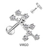 Labret znak zodiaku cyrkonia srebrny gwint wewnętrzny