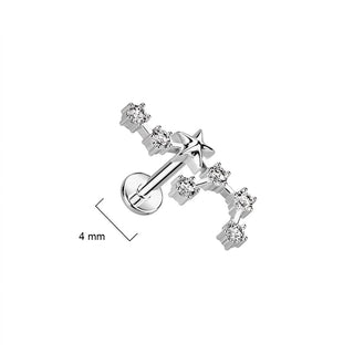 Labret znak zodiaku cyrkonia srebrny gwint wewnętrzny