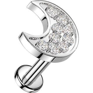 Labret pavé cyrkonia półksiężyc gwint wewnętrzny