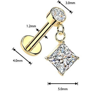 Labret wisior cyrkonia cyrkonia oprawa bezel gwint wewnętrzny
