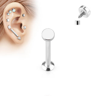 Labret okrągły płaski gwint wewnętrzny
