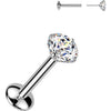 Tytan labret okrągła moissanit push-in