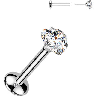 Tytan labret serce moissanit push-in