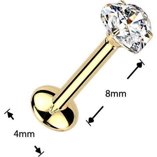 Tytan labret serce moissanit push-in