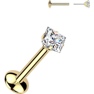 Tytan labret kwadratowy moissanit push-in