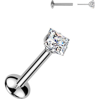 Tytan labret kwadratowy moissanit push-in