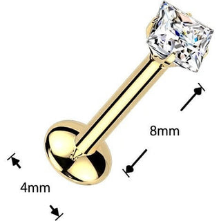 Tytan labret kwadratowy moissanit push-in