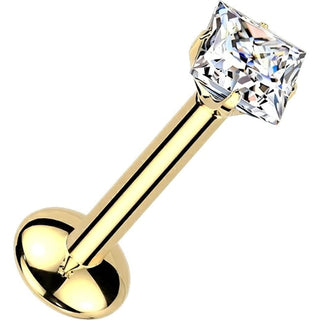 Tytan labret kwadratowy moissanit push-in