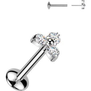 Tytan labret trójkąt moissanit push-in
